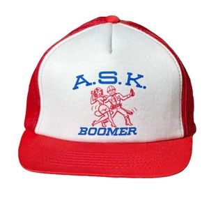 Vintage Ask Boomer Graphic Foam Mesh Snapback Trucker Cap Hat Adult Unisex M/L